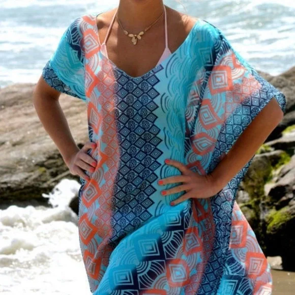 Beach swim coverup kaftan dress - Picture 3 of 6